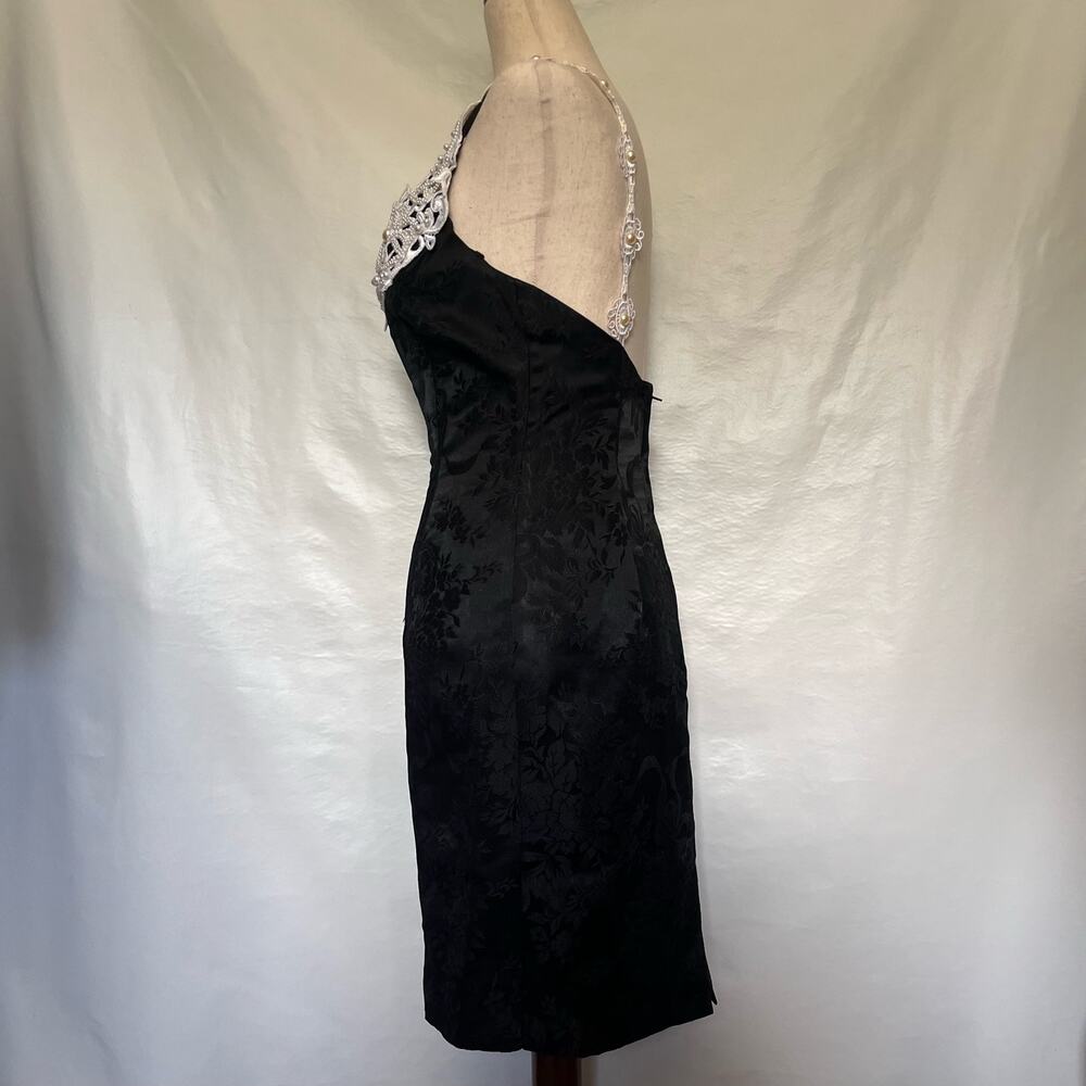Vtg Y2K Scott McClintock Damask Lace Pearl Dress 6 Gothic Romantic Prom Glam USA - Picture 14 of 16